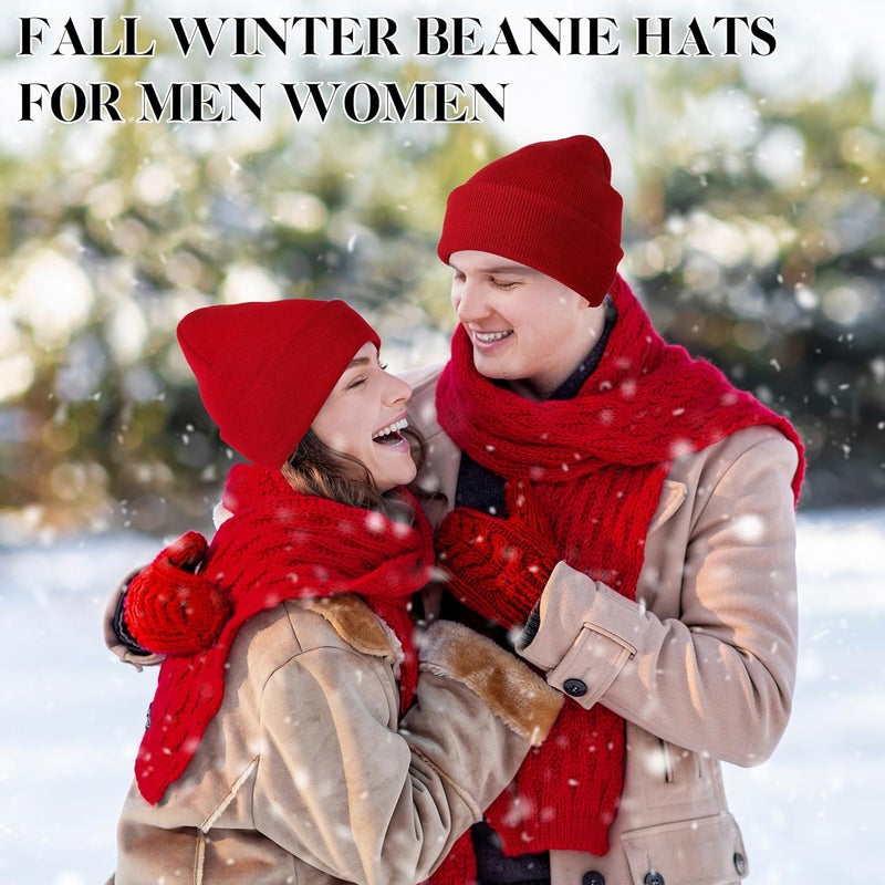 lucdnc Beanies for Men Women 2 Pack Fall Winter Men's Hats Unisex Warm Knit Skullies Beanies Soft Ski Caps - Image 5